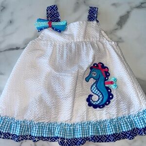 Rare Editions Blue and White Patterned Dress